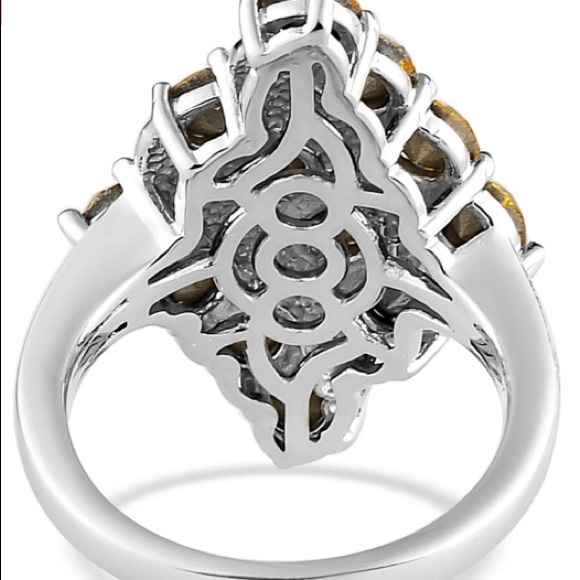 KARIS Light Color Topaz Crystal Elongated Ring in Platinum Bond - Picture 5 of 8